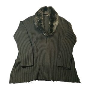 Ivanka Trump Faux Fur Knit Sweater Womans L/XL Black